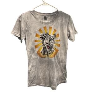 The Mountain Womens Graphic T-shirt Size Small Tiger 2017 Grey Tie Dye Gardner